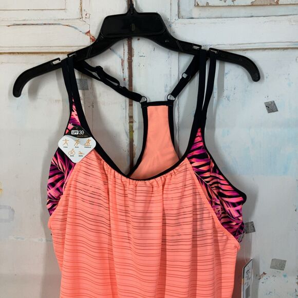 Zeroxposur Sun Smart Ruched 2-In-1 Tankini Top Womens Size M/10 Tigerlily NWT - Picture 2 of 15